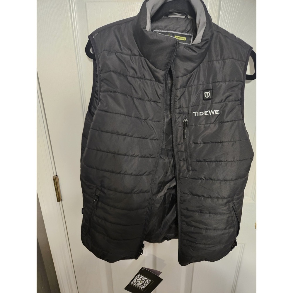 TideWe Heated Puffer Vest Womens Medium Black Full Zip Battery Pack Winter Warm